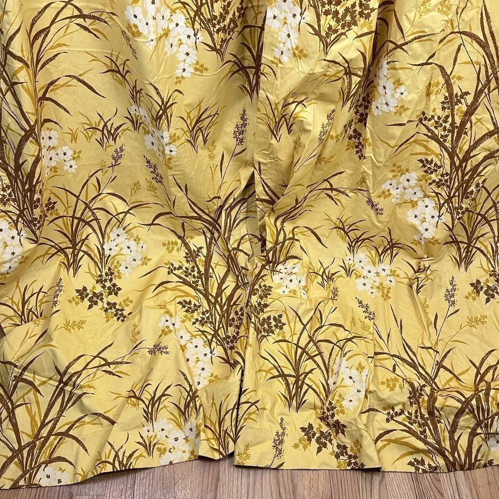 VTG‎ Sears Pinch Pleat Curtain Panels Thermalgard Gold Yellow Floral Cottagecore
